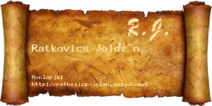 Ratkovics Jolán névjegykártya
